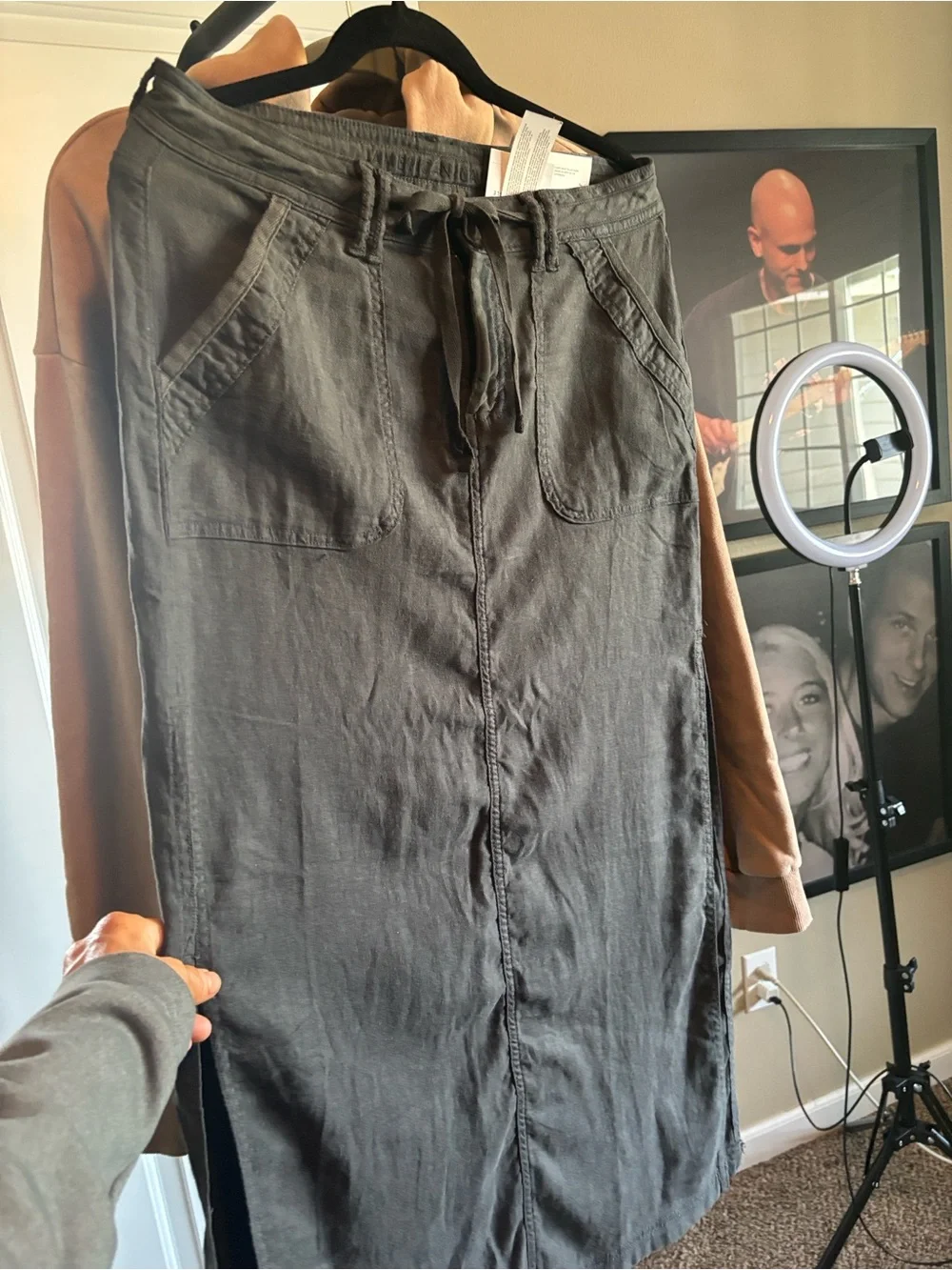American Eagle Outfitters Men's Charcoal Drawstring Skirted Utility Pants